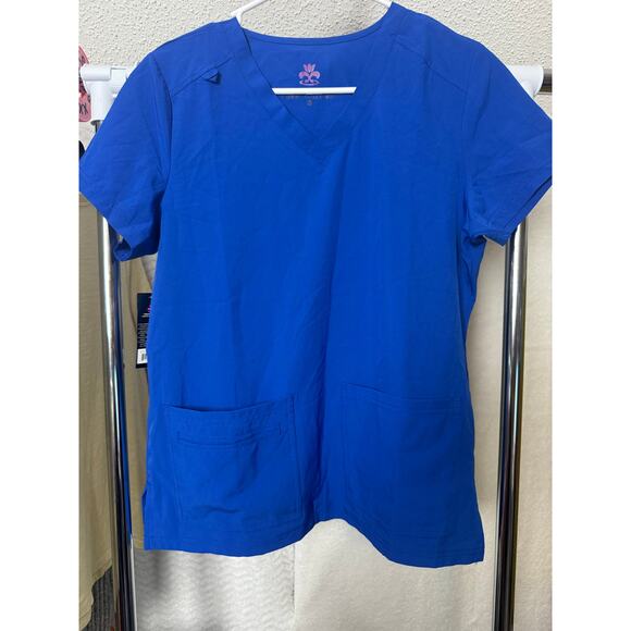 BN #40 NWT Natural Uniforms Scrub Top Size S – Royal Blue Stretch V-Neck - Picture 4 of 8